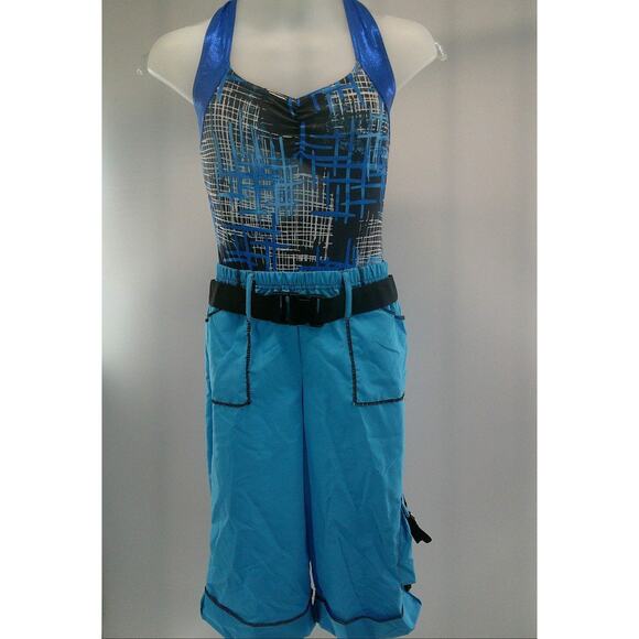 Dance Costume Hip Hop Large Child Blue A Wish Come True 12709 2 pc Metallic Jazz - Picture 1 of 11